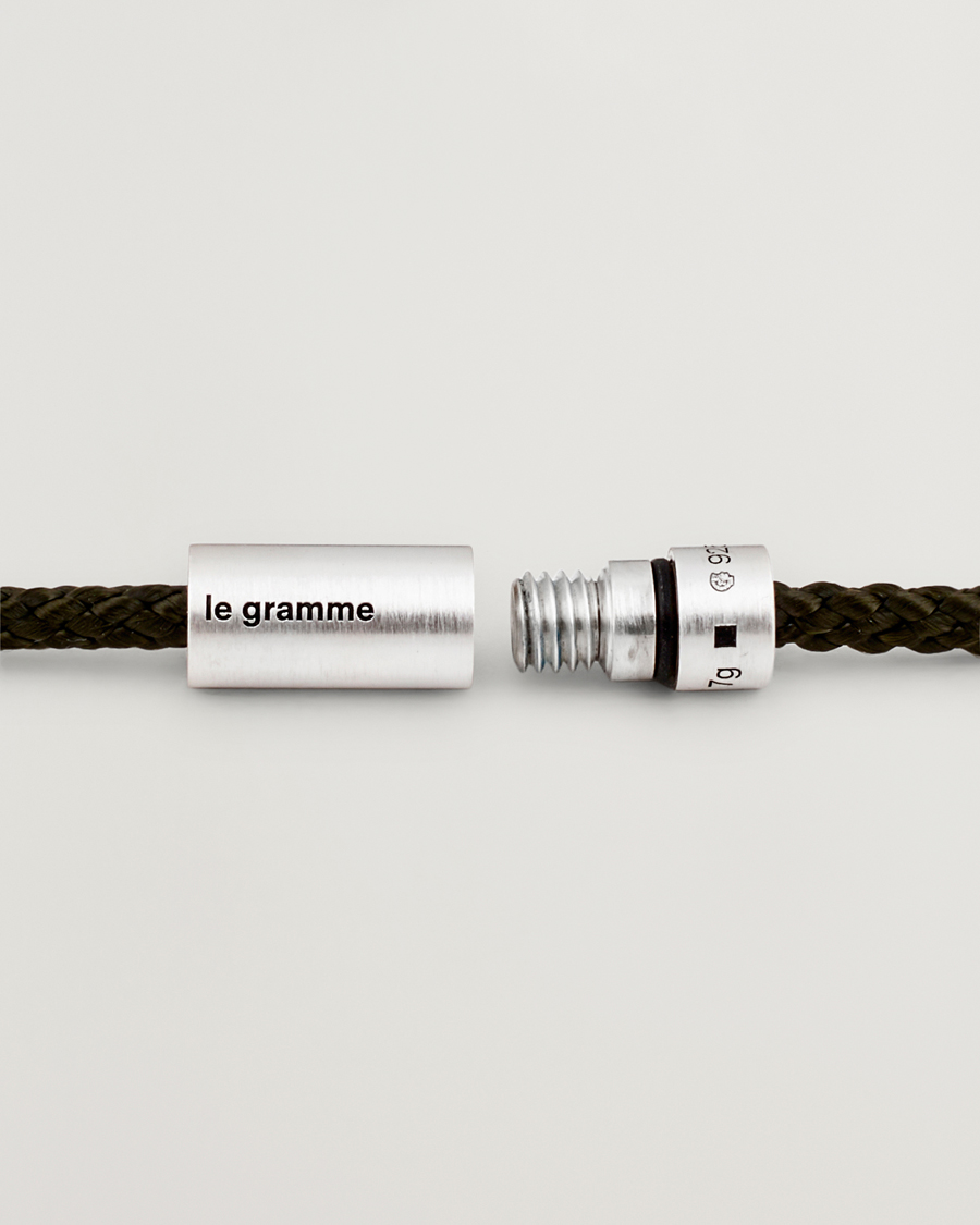 Uomini | Gioielli | LE GRAMME | Nato Cable Brushed Bracelet Khaki/Sterling Silver