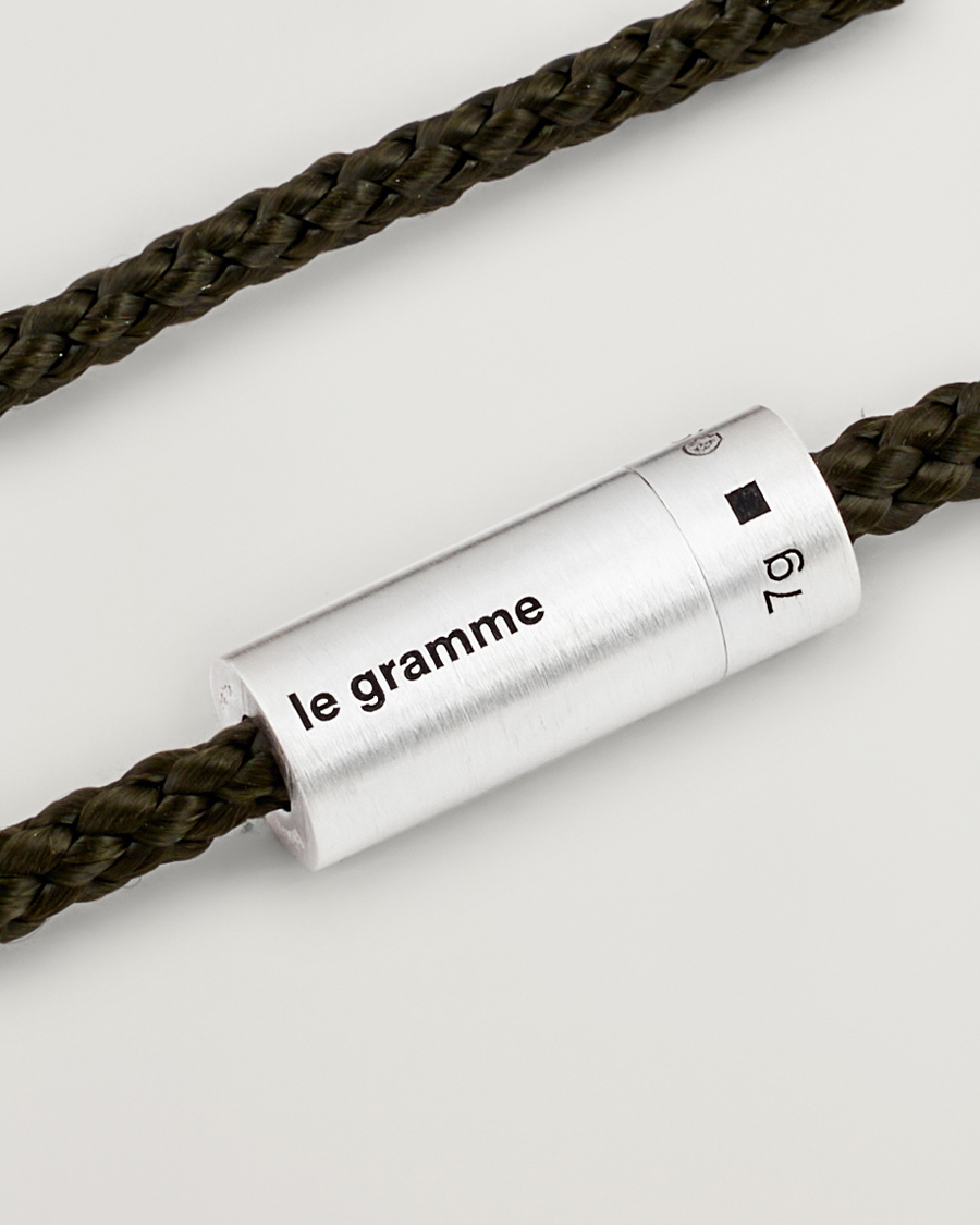Uomini | Gioielli | LE GRAMME | Nato Cable Brushed Bracelet Khaki/Sterling Silver