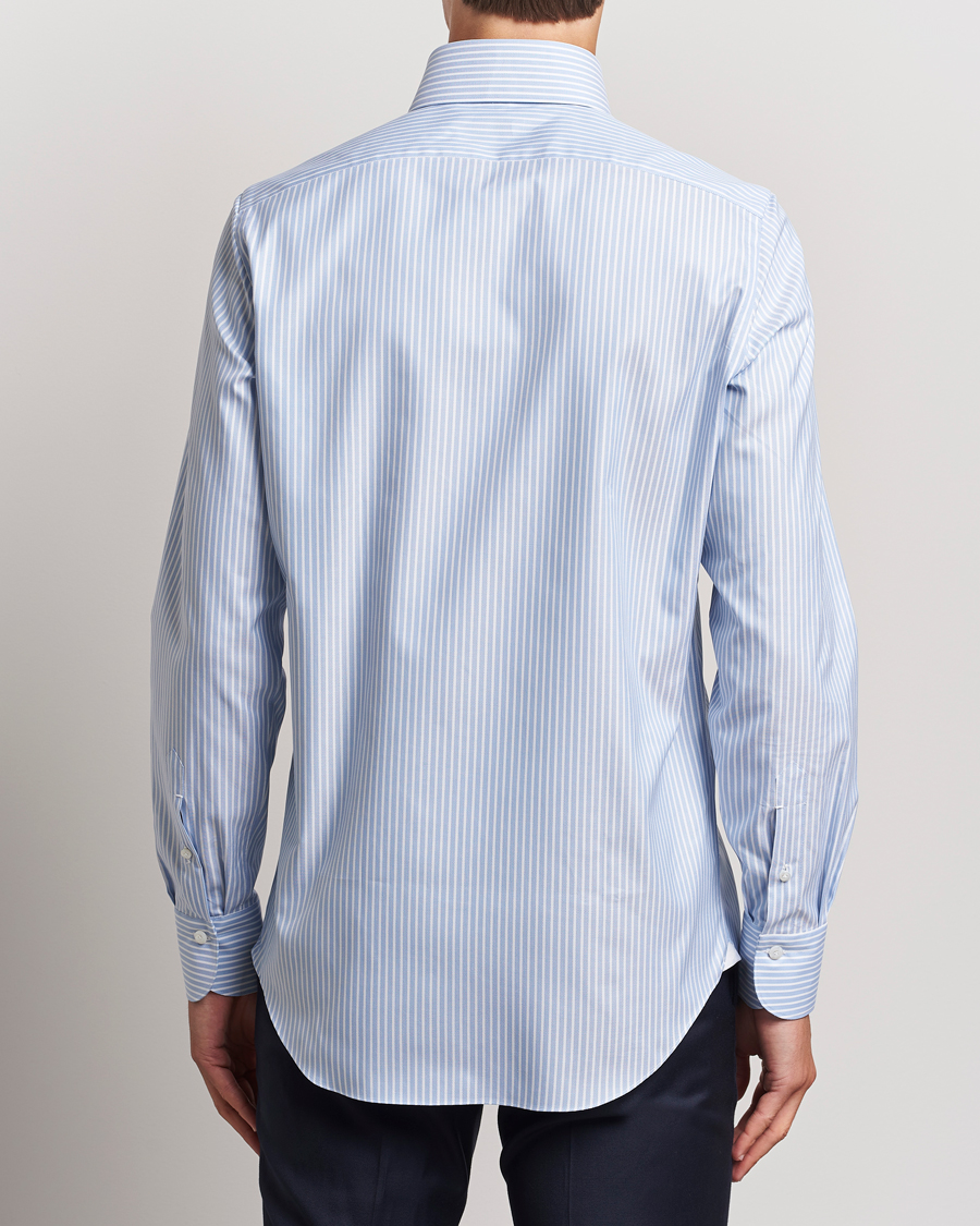 Uomini | Camicie | Finamore Napoli | Milano Slim Oxford Button Down Shirt Blue Stripe
