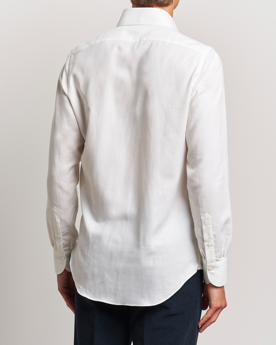 Uomini | Camicie | Finamore Napoli | Milano Slim Cashmere BD Shirt White