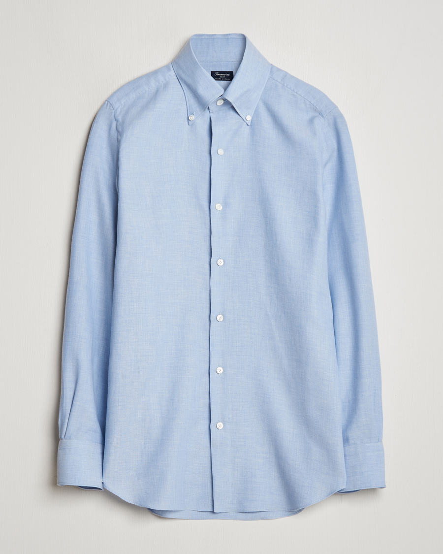 Uomini | Camicie | Finamore Napoli | Milano Slim Cashmere BD Shirt Light Blue
