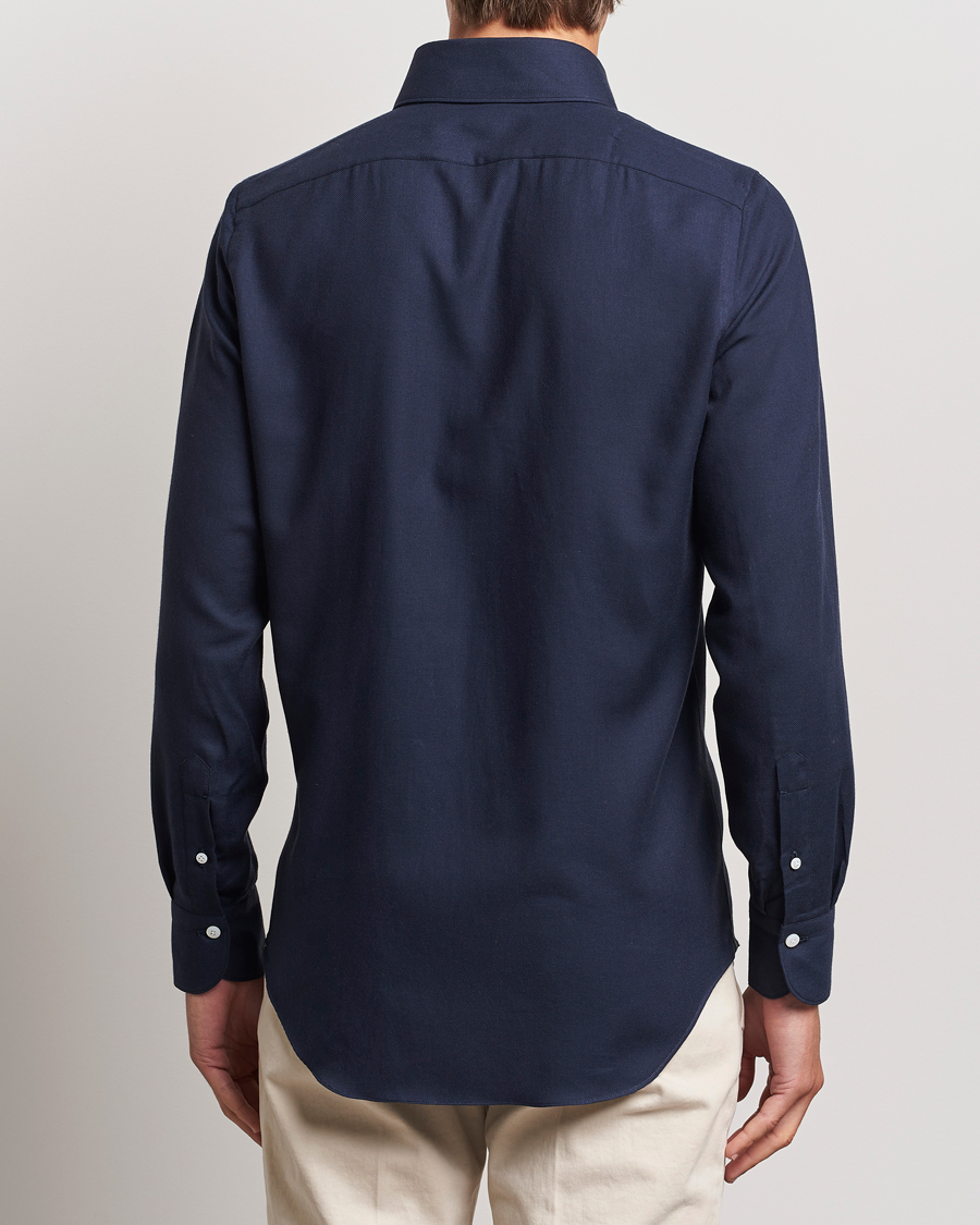 Uomini | Camicie | Finamore Napoli | Milano Slim Cashmere BD Shirt Navy