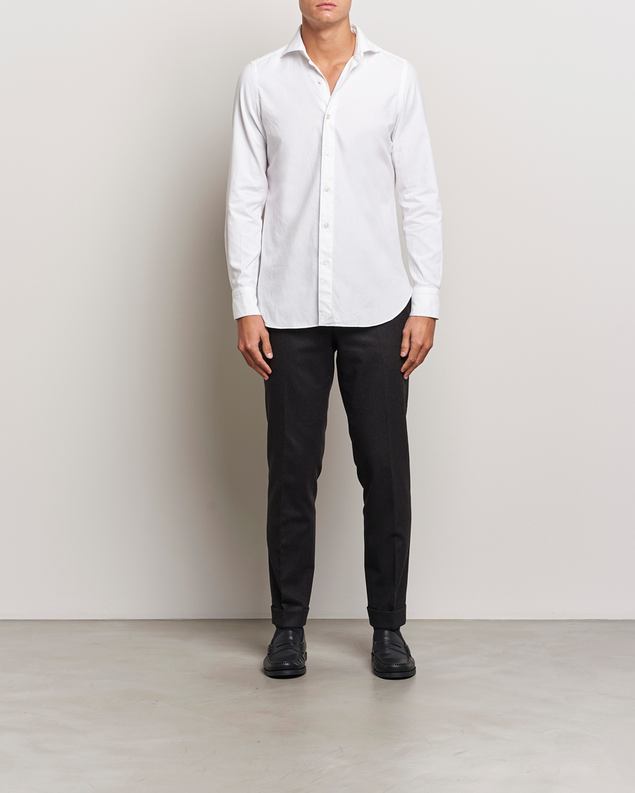 Uomini | Camicie | Finamore Napoli | Gaeta Flannel Shirt White