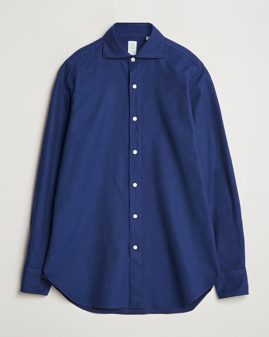 Uomini | Camicie | Finamore Napoli | Gaeta Flannel Shirt Navy