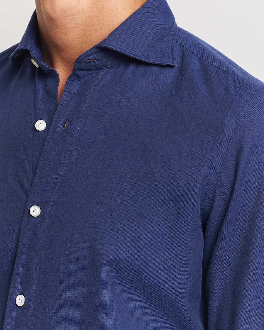 Uomini | Camicie | Finamore Napoli | Gaeta Flannel Shirt Navy