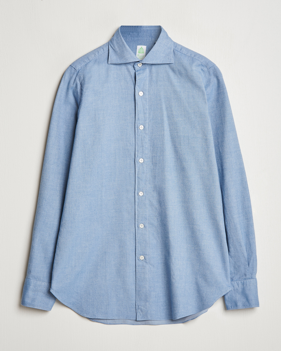 Uomini | Camicie | Finamore Napoli | Gaeta Flannel Shirt Light Blue