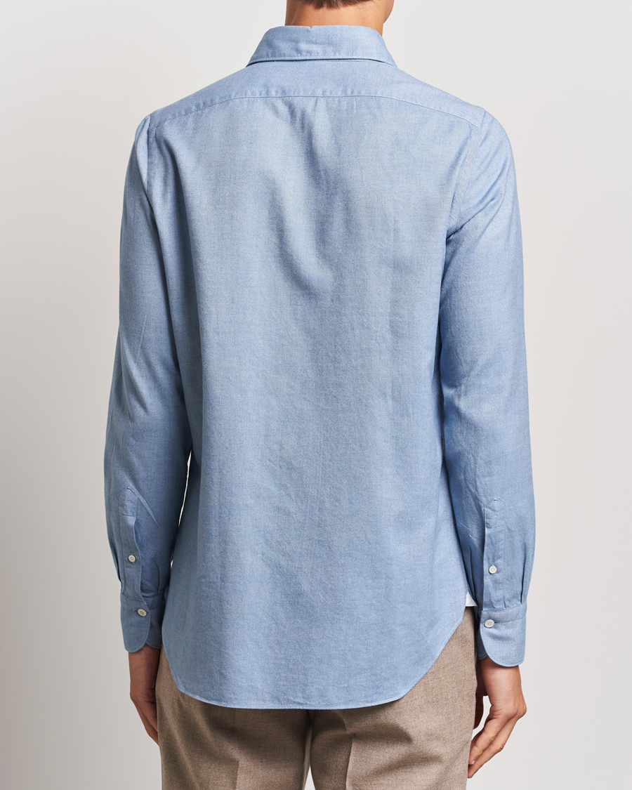 Uomini | Camicie | Finamore Napoli | Gaeta Flannel Shirt Light Blue