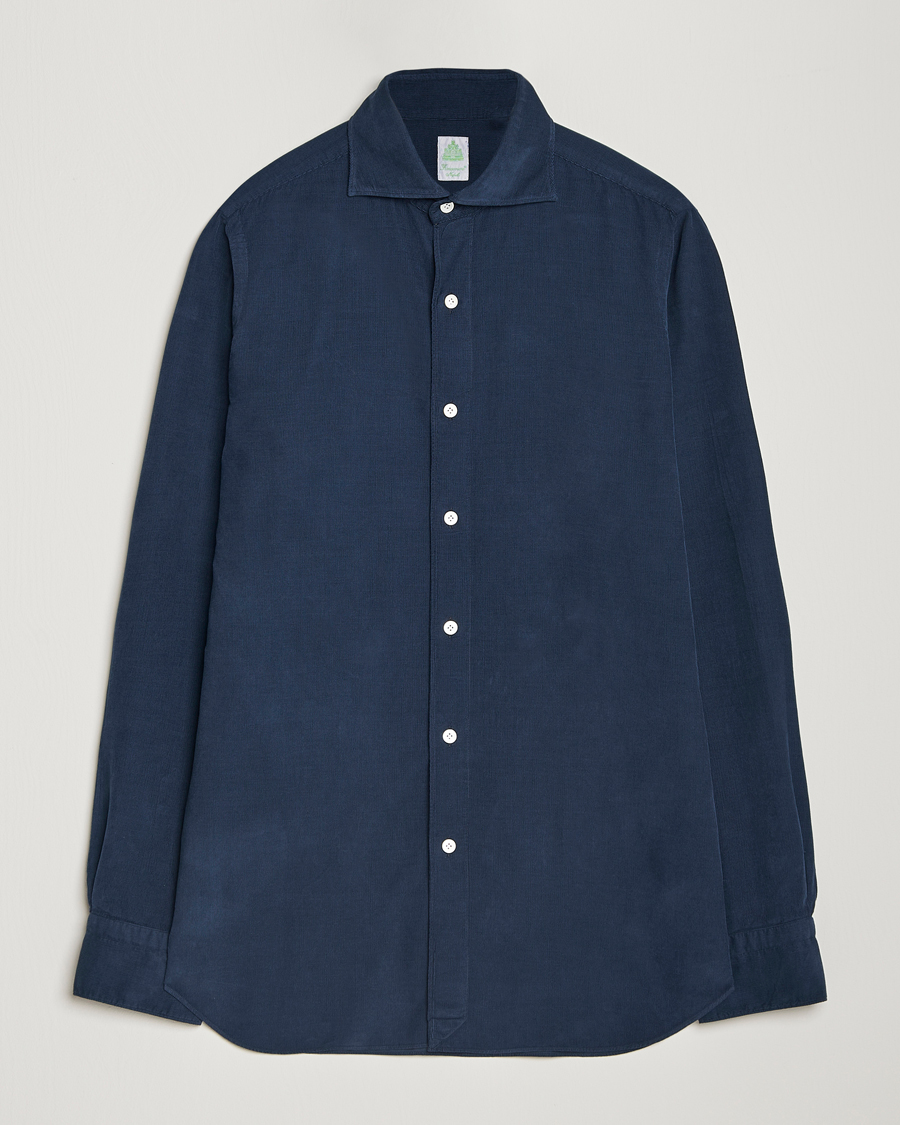 Uomini | Camicie | Finamore Napoli | Gaeta Corduroy Shirt Navy