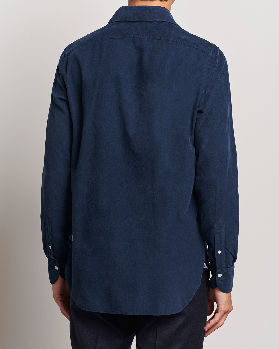 Uomini | Camicie | Finamore Napoli | Gaeta Corduroy Shirt Navy