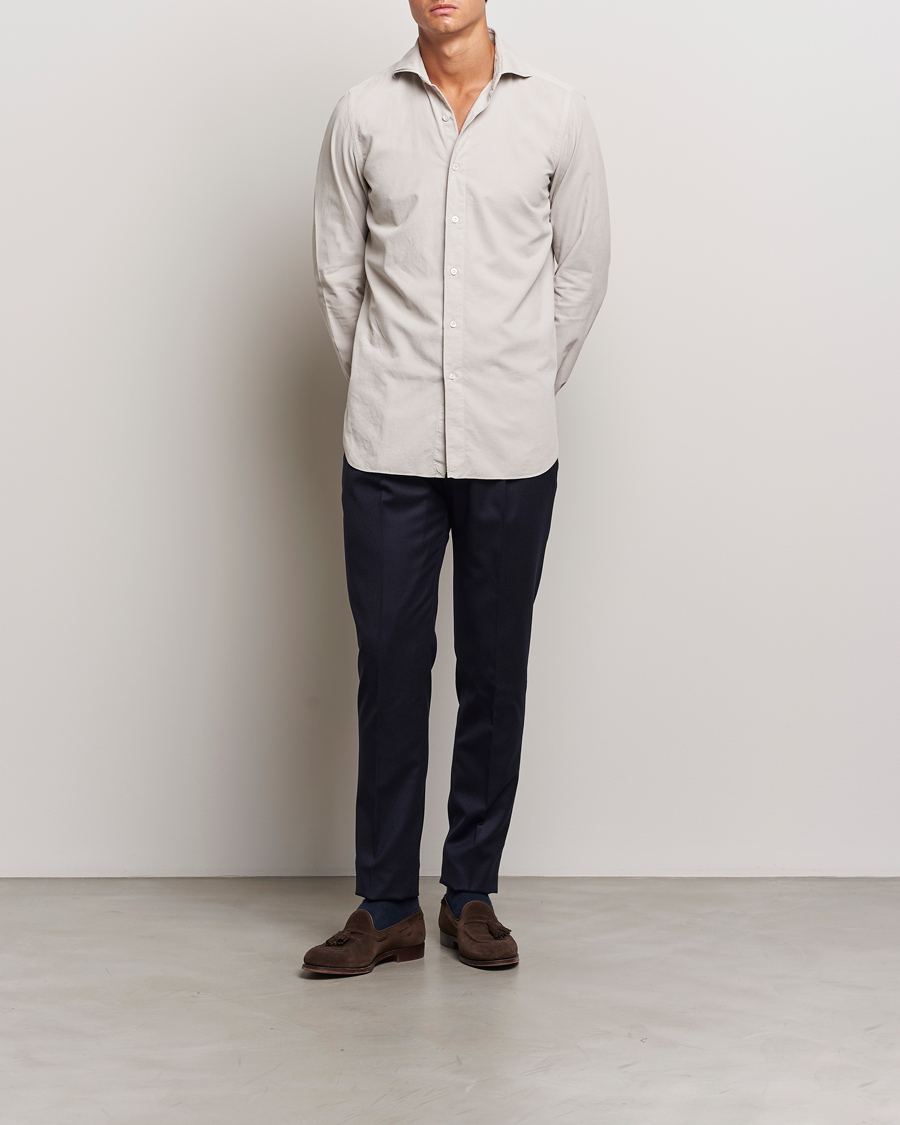 Uomini | Camicie | Finamore Napoli | Gaeta Corduroy Shirt Light Beige