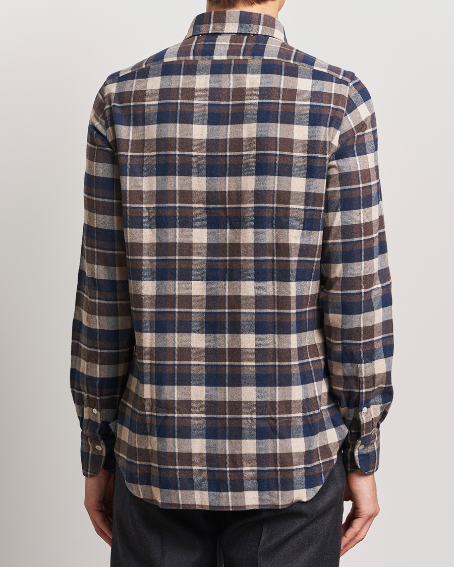 Uomini | Camicie | Finamore Napoli | Gaeta Flannel Shirt Navy Check