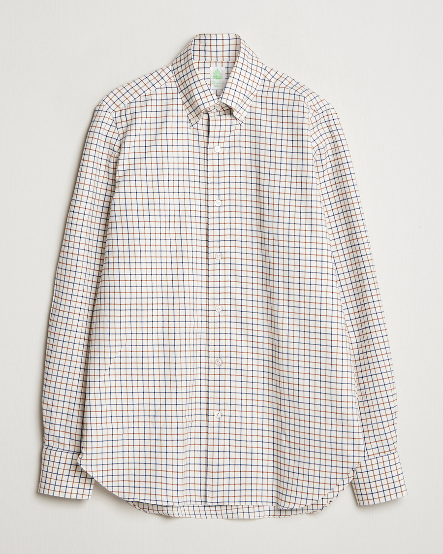 Uomini | Camicie | Finamore Napoli | Gaeta Flannel Shirt Beige Check