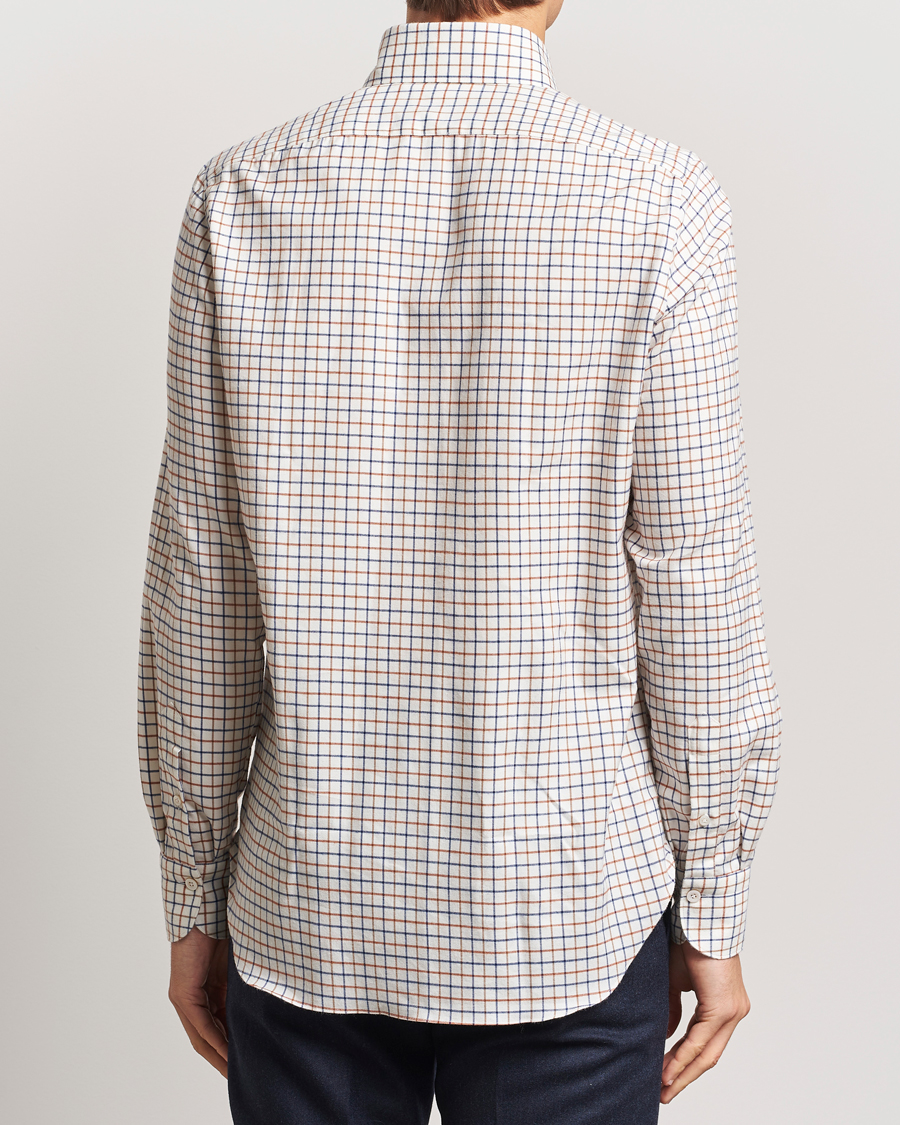 Uomini | Camicie | Finamore Napoli | Gaeta Flannel Shirt Beige Check