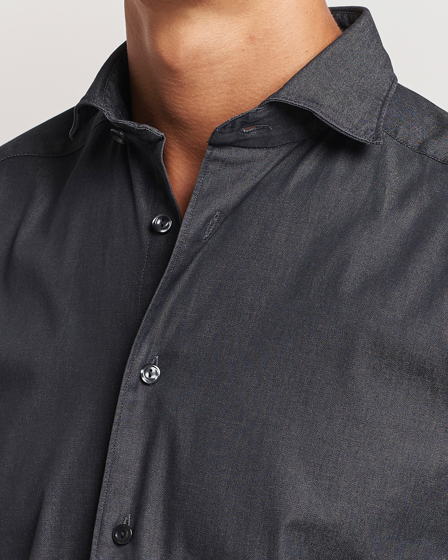 Uomini | Camicie | Eton | Slim Fit Stretch Denim Shirt Black