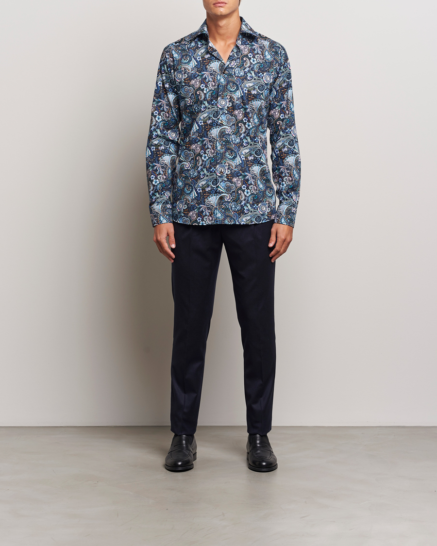 Uomini | Camicie | Eton | Slim Fit Signature Twill Printed Shirt Navy