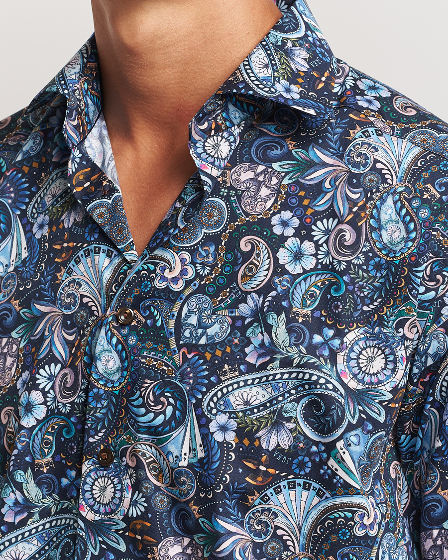 Uomini | Camicie | Eton | Slim Fit Signature Twill Printed Shirt Navy