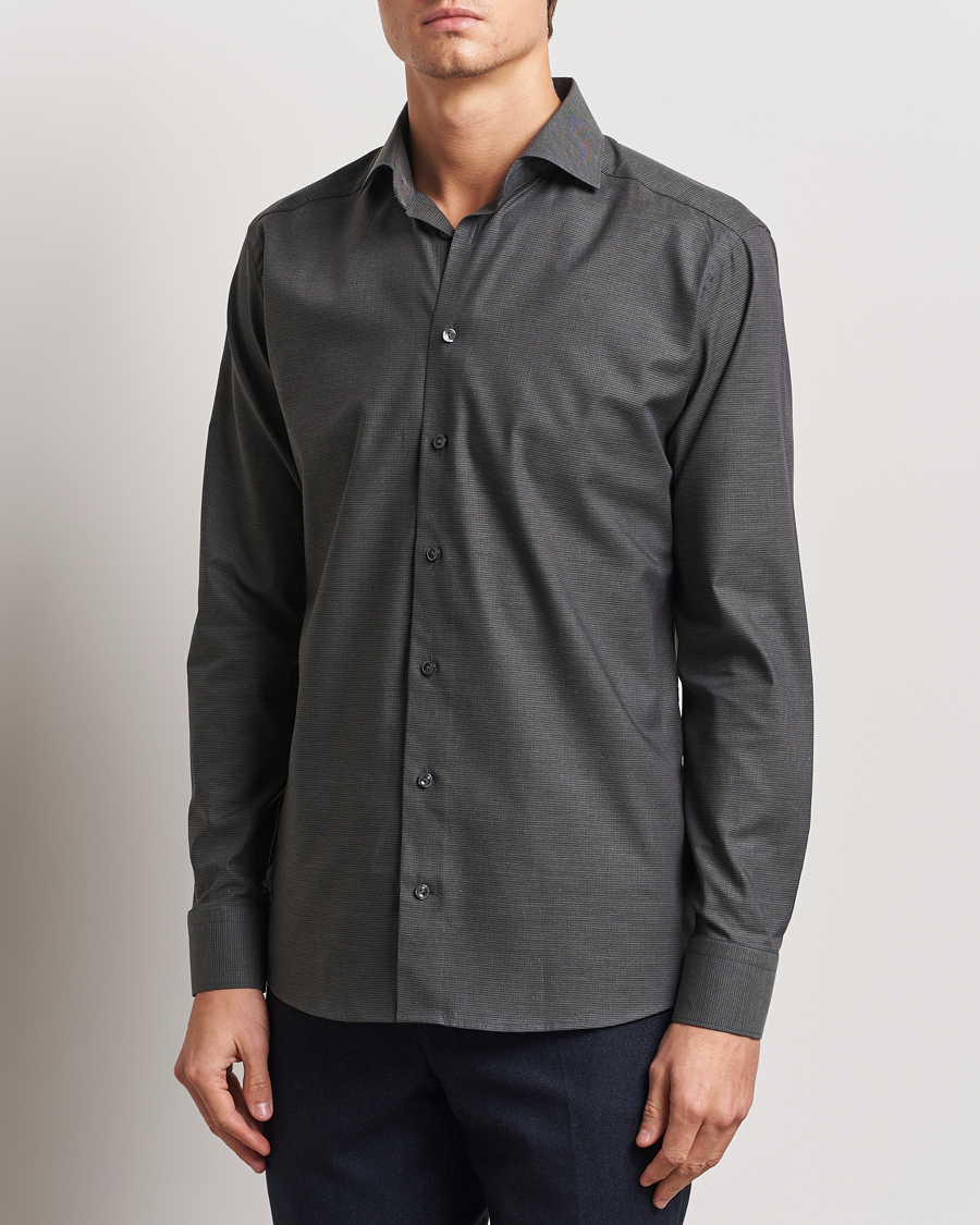 Uomini | Camicie | Eton | Slim Fit Wrinkle Free Flannel Pepita Shirt Green