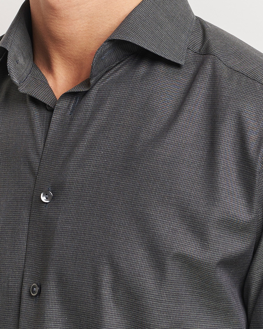 Uomini | Camicie | Eton | Slim Fit Wrinkle Free Flannel Pepita Shirt Green