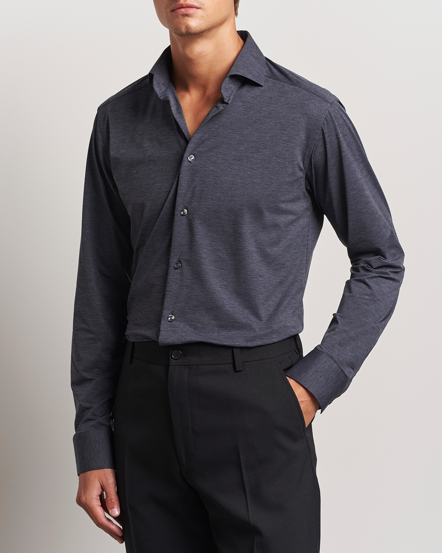Uomini | Camicie | Eton | Slim Fit Four Way Stretch Shirt Dark Grey