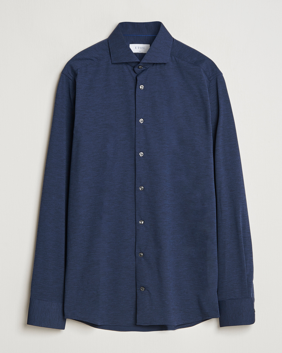 Uomini | Camicie | Eton | Slim Fit Four Way Stretch Shirt Navy Blue