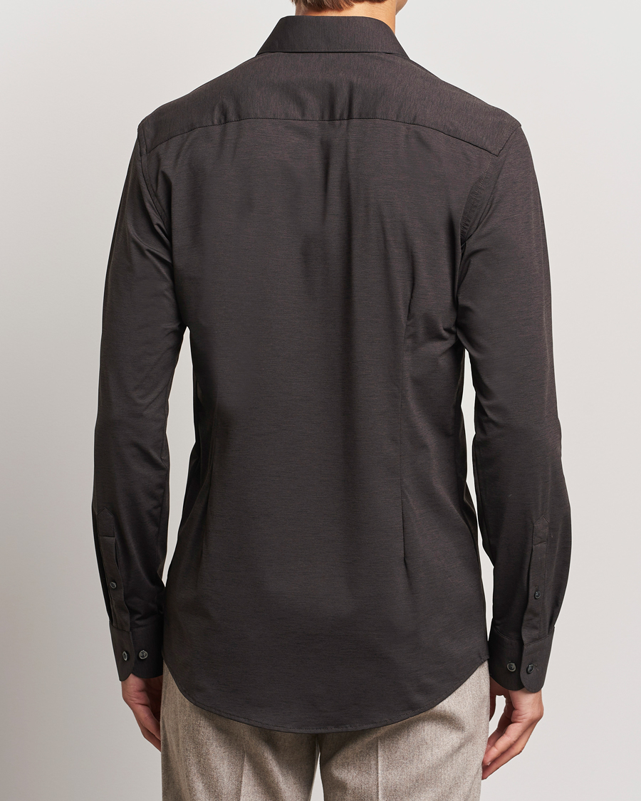 Uomini | Camicie | Eton | Slim Fit Four Way Stretch Shirt Dark Brown