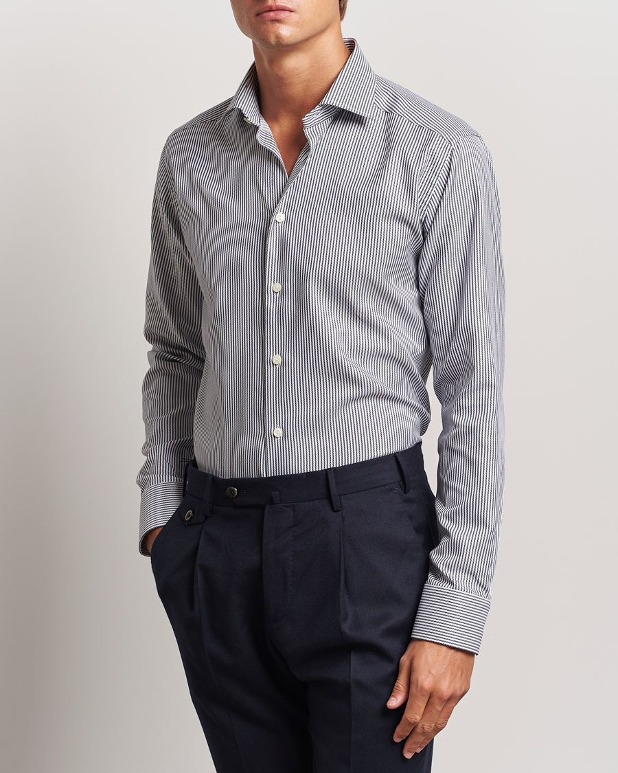 Uomini | Camicie | Eton | Slim Fit Signature Twill Striped Shirt Grey/White