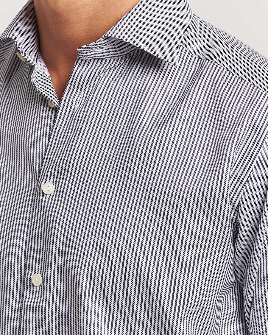 Uomini | Camicie | Eton | Slim Fit Signature Twill Striped Shirt Grey/White