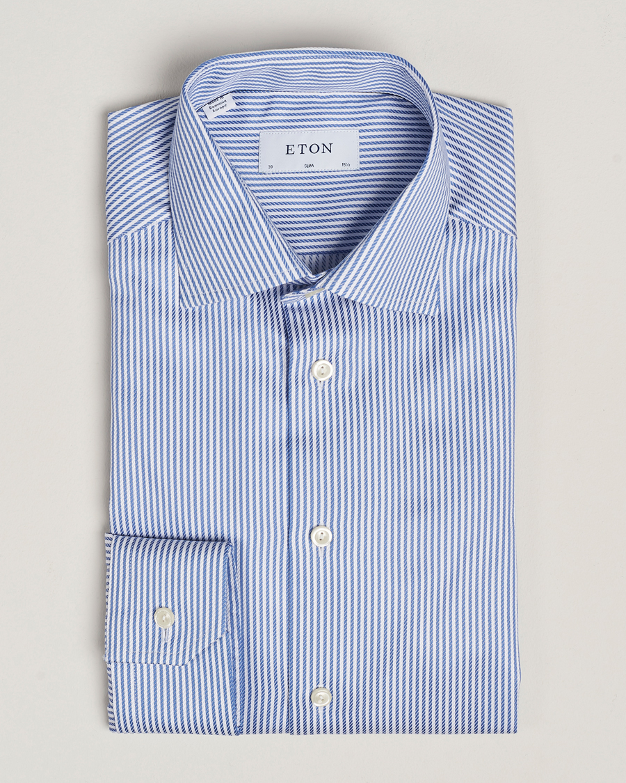 Uomini | Camicie | Eton | Slim Fit Signature Twill Striped Shirt Blue/White
