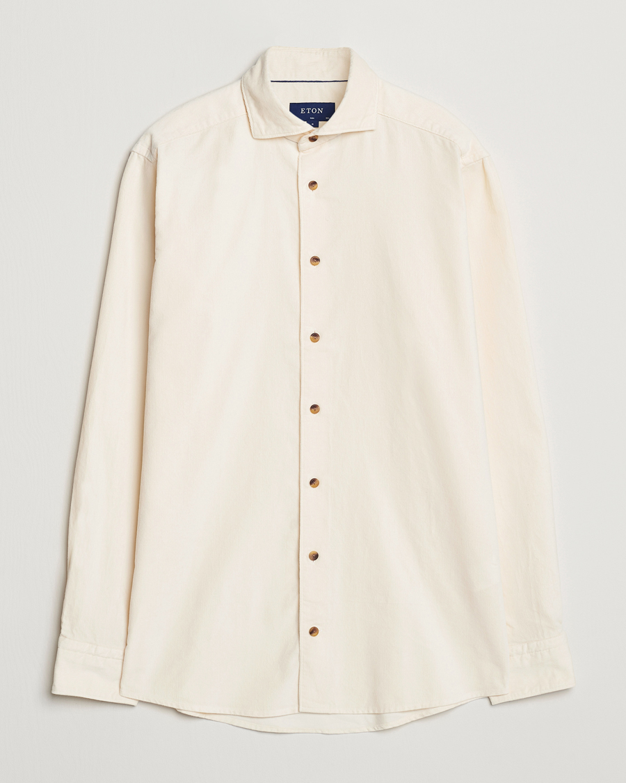 Uomini | Camicie | Eton | Slim Fit Fine Wale Corduroy Shirt Off White