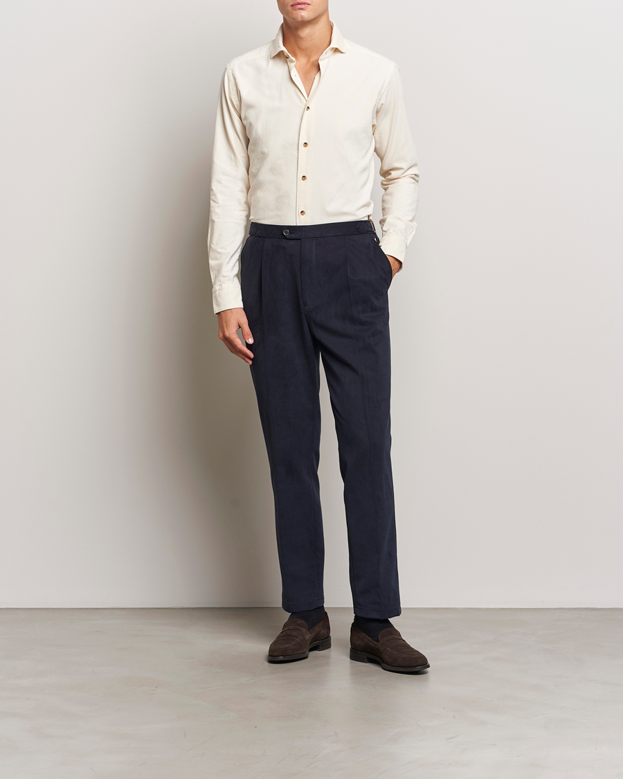 Uomini | Camicie | Eton | Slim Fit Fine Wale Corduroy Shirt Off White