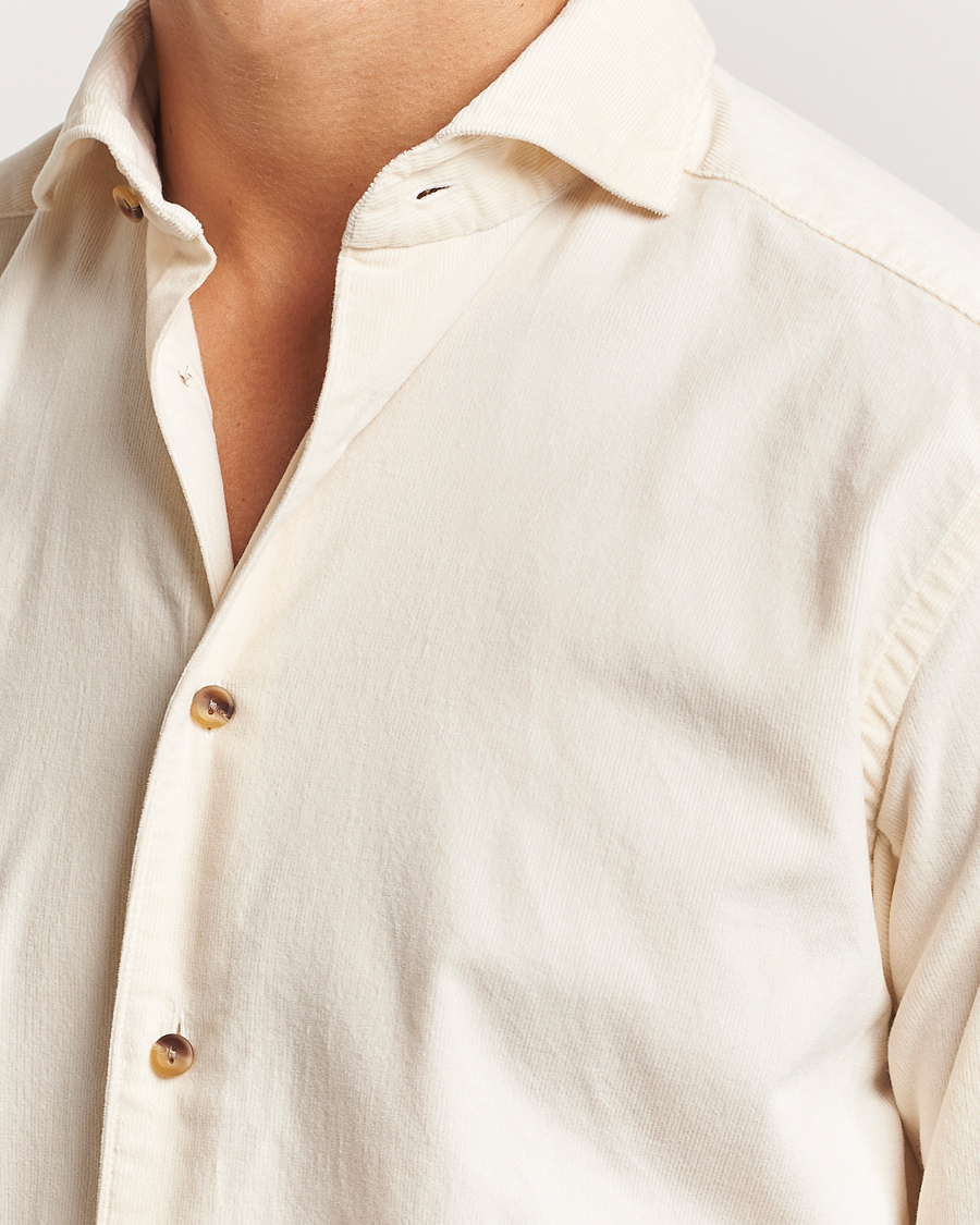Uomini | Camicie | Eton | Slim Fit Fine Wale Corduroy Shirt Off White