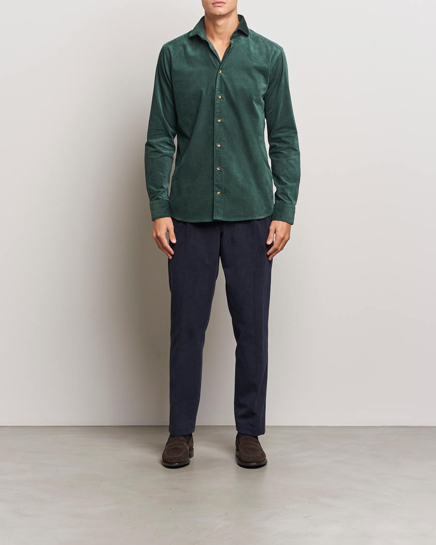 Uomini | Camicie | Eton | Slim Fit Fine Wale Corduroy Shirt Dark Green