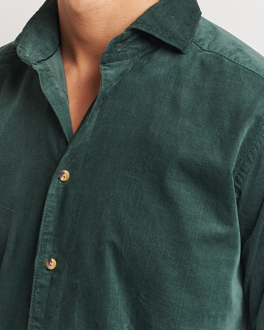 Uomini | Camicie | Eton | Slim Fit Fine Wale Corduroy Shirt Dark Green