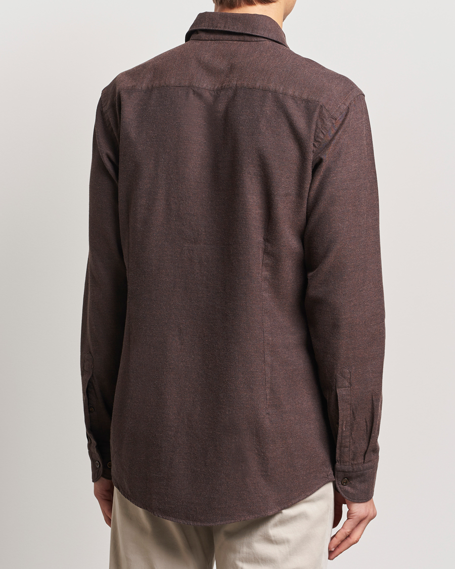 Uomini | Camicie | Eton | Slim Fit Twill Flannel Shirt Dark Brown