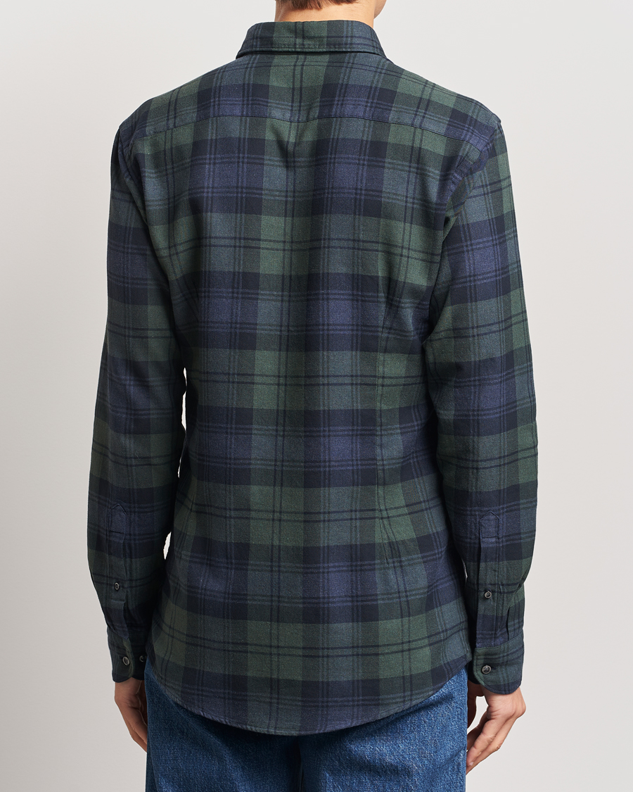 Uomini | Camicie | Eton | Slim Fit Checked Flannel Shirt Dark Green