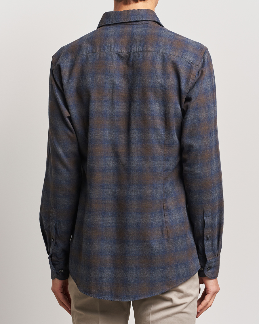 Uomini | Camicie | Eton | Slim Fit Checked Flannel Shirt Navy Blue