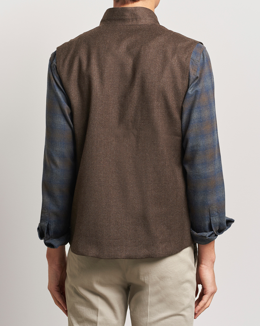 Uomini | Giacche | Eton | Wool Flannel Vest Dark Brown
