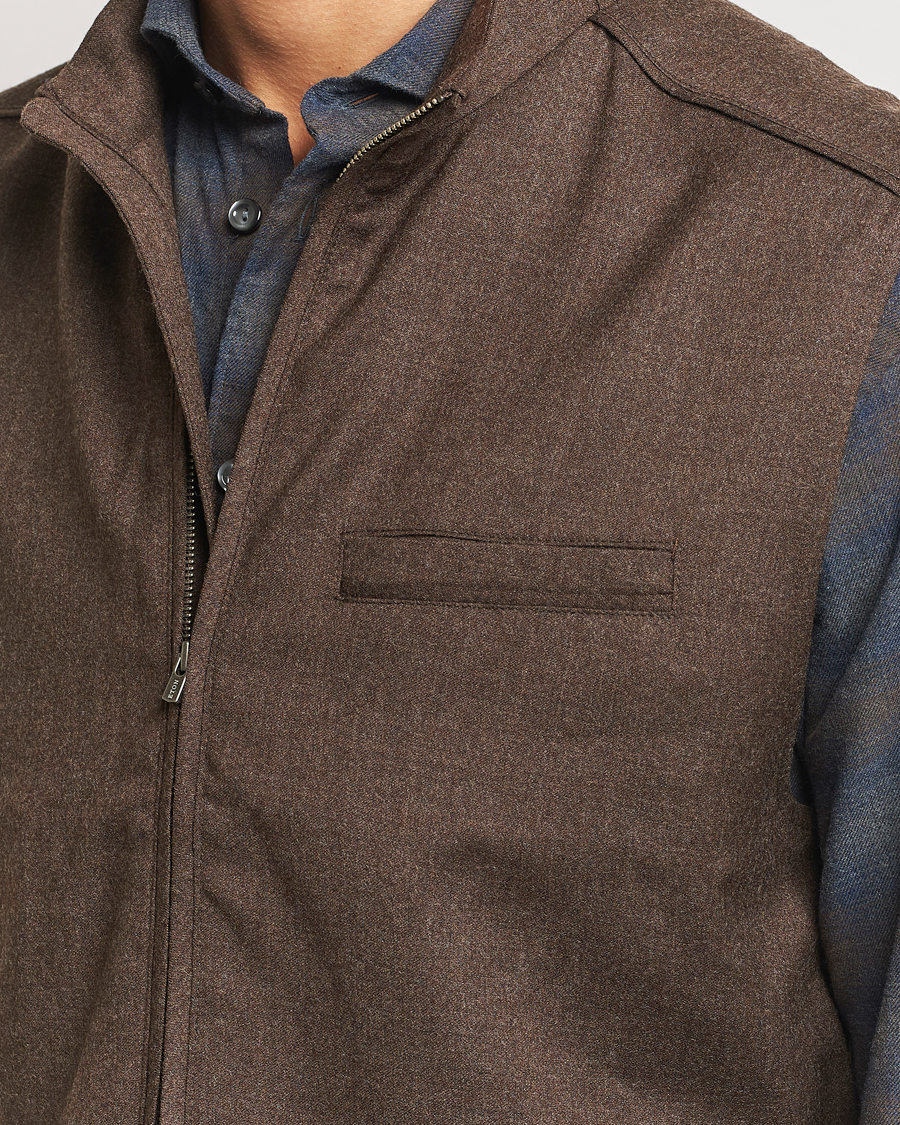 Uomini | Giacche | Eton | Wool Flannel Vest Dark Brown