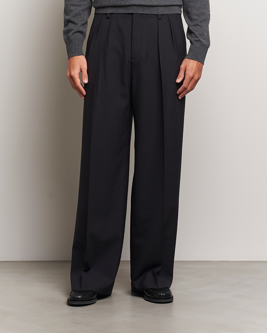 Uomini | Pantaloni | Filippa K | Milo Wide Wool Trousers Black