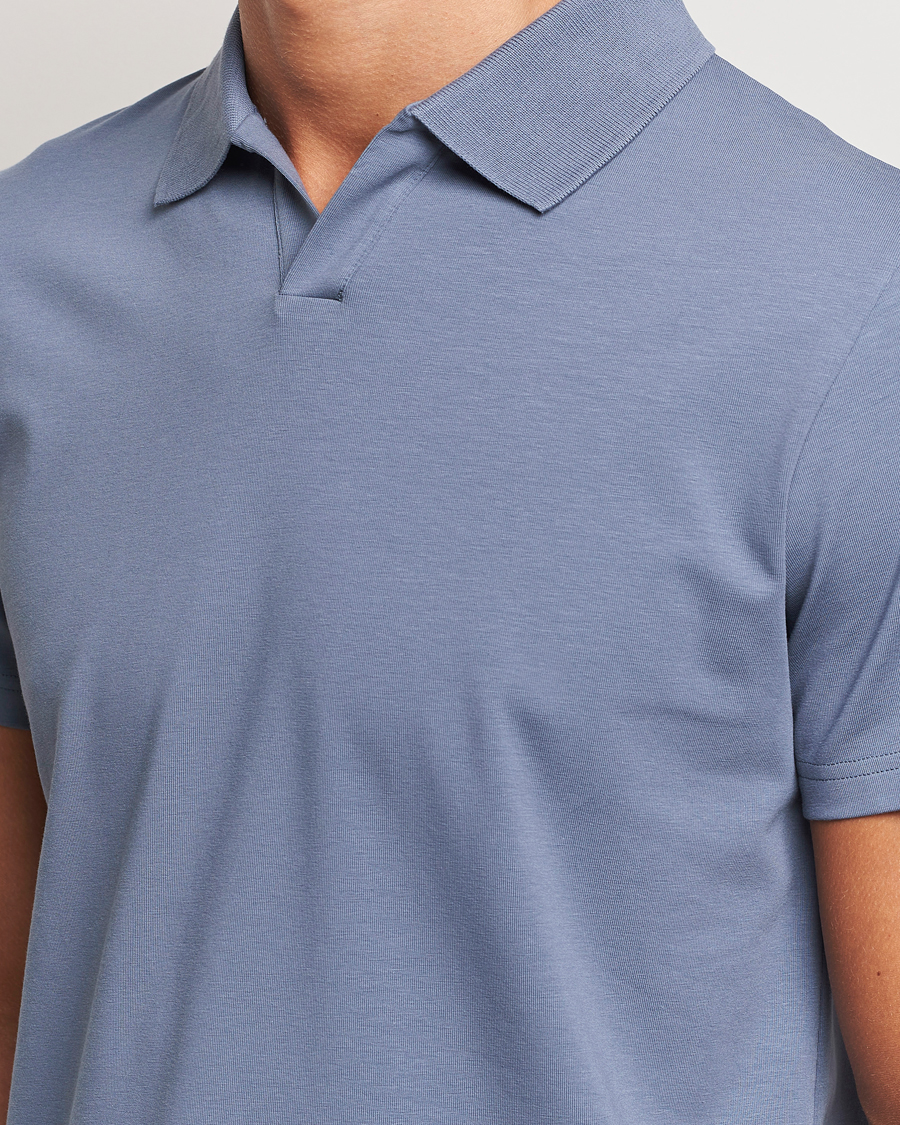 Uomini | Polo | Filippa K | Soft Lycra Polo T-Shirt Grey Blue