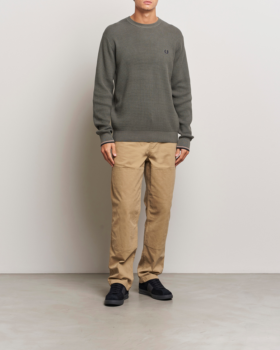 Uomini | Maglieria | Fred Perry | Waffle Stitch Jumper Field Green