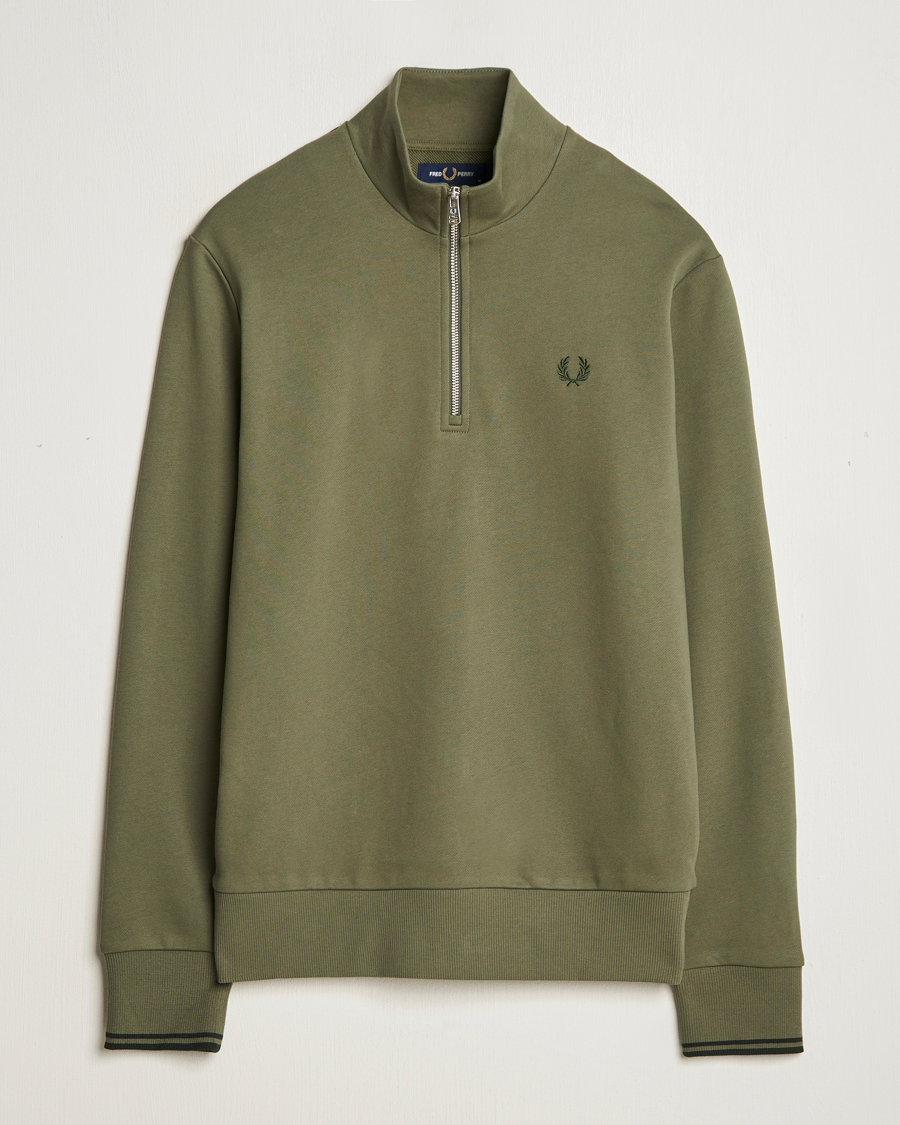 Uomini | Maglieria | Fred Perry | Half Zip Sweatshirt Laurel Green