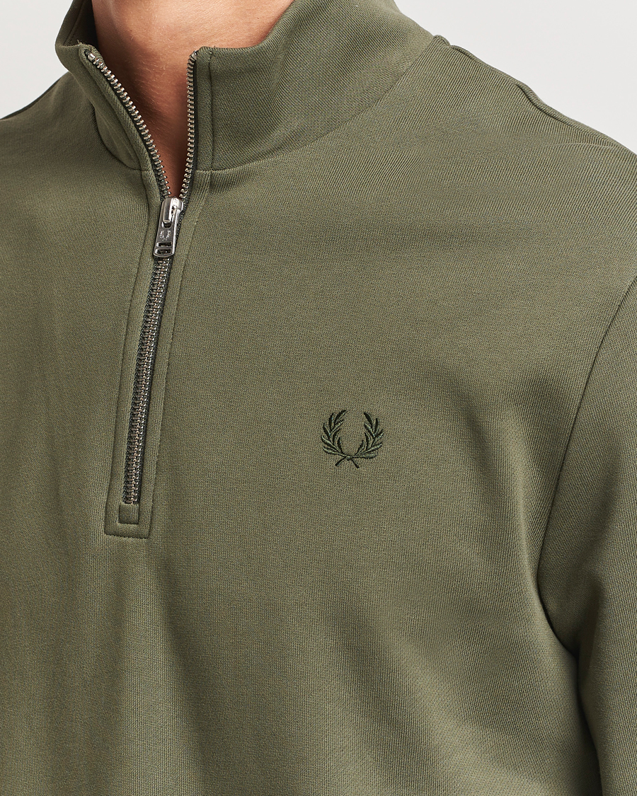 Uomini | Maglieria | Fred Perry | Half Zip Sweatshirt Laurel Green