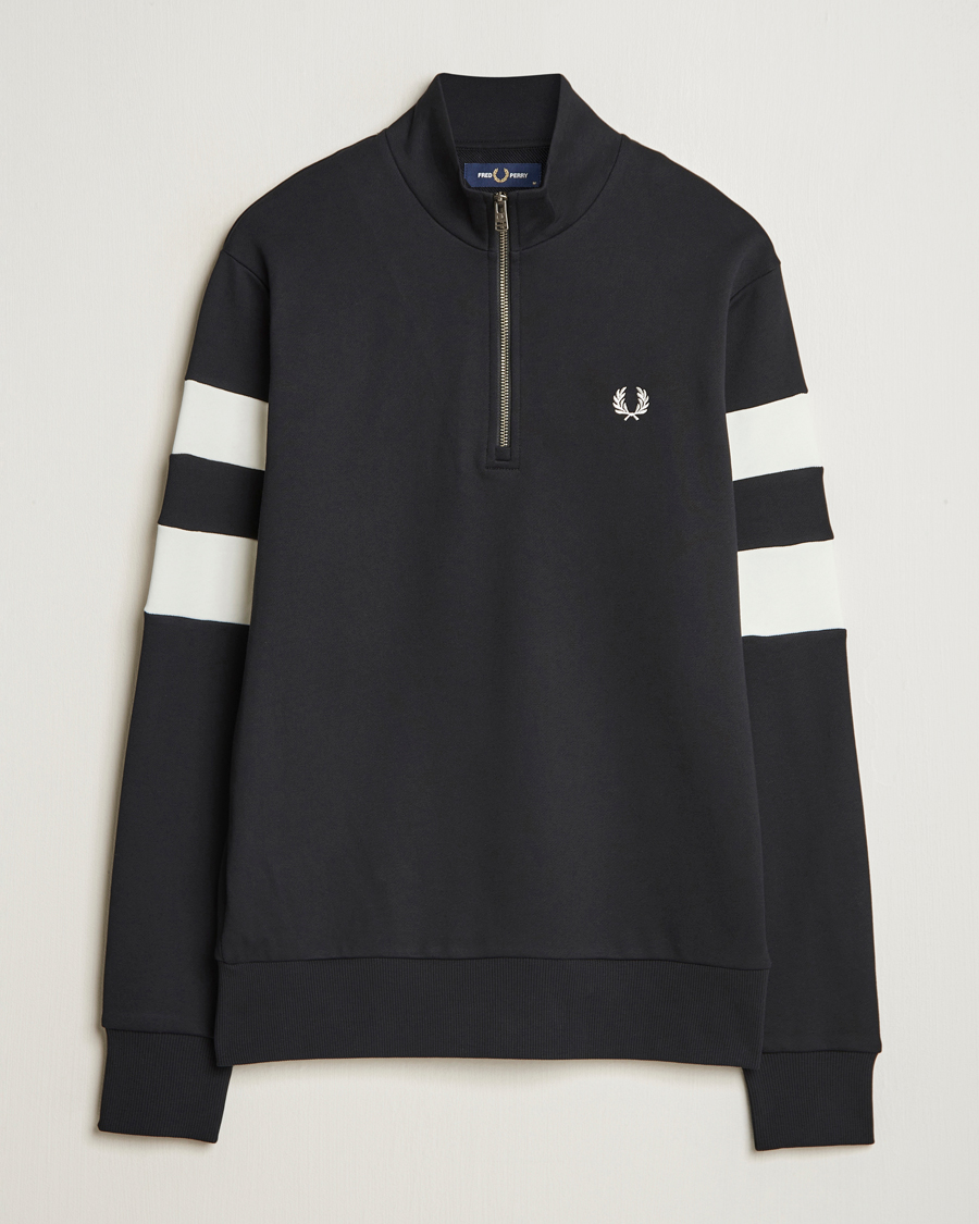 Uomini | Maglieria | Fred Perry | Tipped Sleeve Half Zip Sweatshirt Black