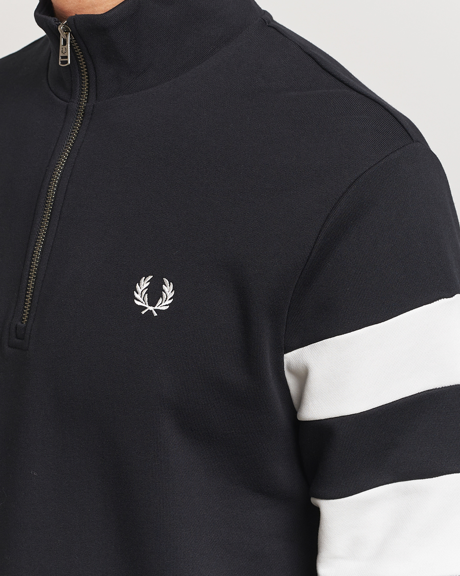 Uomini | Maglieria | Fred Perry | Tipped Sleeve Half Zip Sweatshirt Black