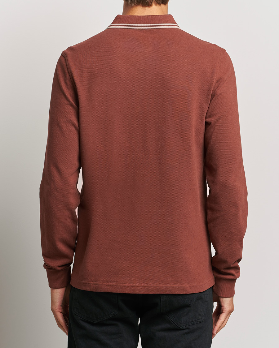 Uomini | Maglieria | Fred Perry | Twin Tipped Long Sleeve Polo Shirt Whiskey Brown