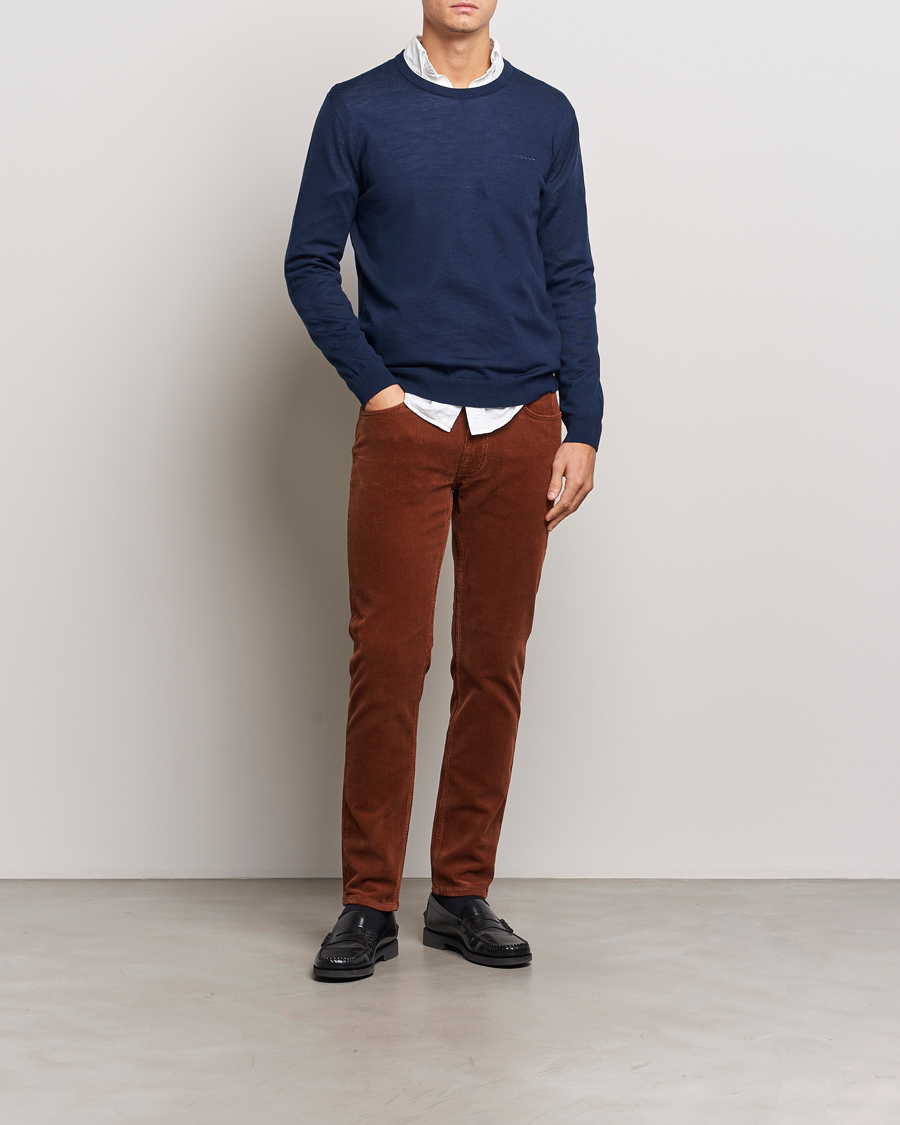 Uomini | Pantaloni | Gant | Cord 5-Pocket Jeans Chocolate Brown