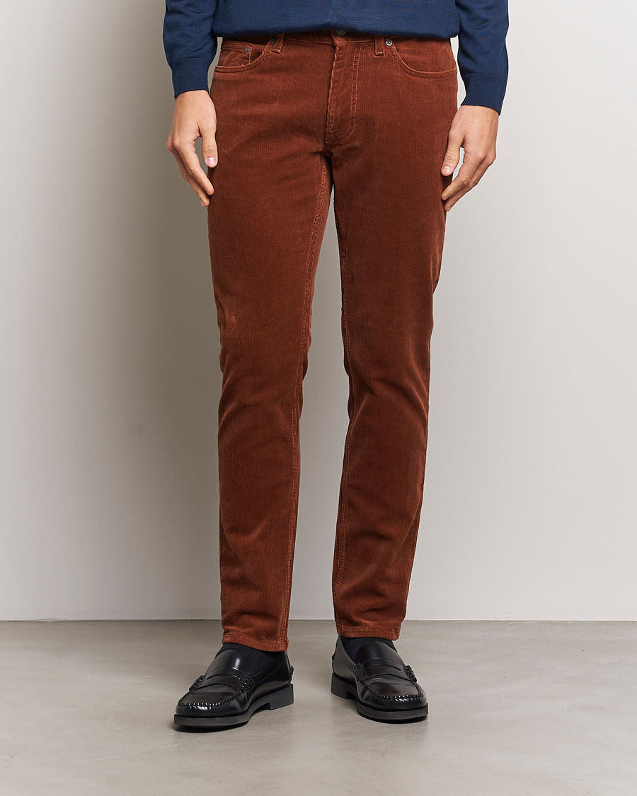 Uomini | Pantaloni | Gant | Cord 5-Pocket Jeans Chocolate Brown
