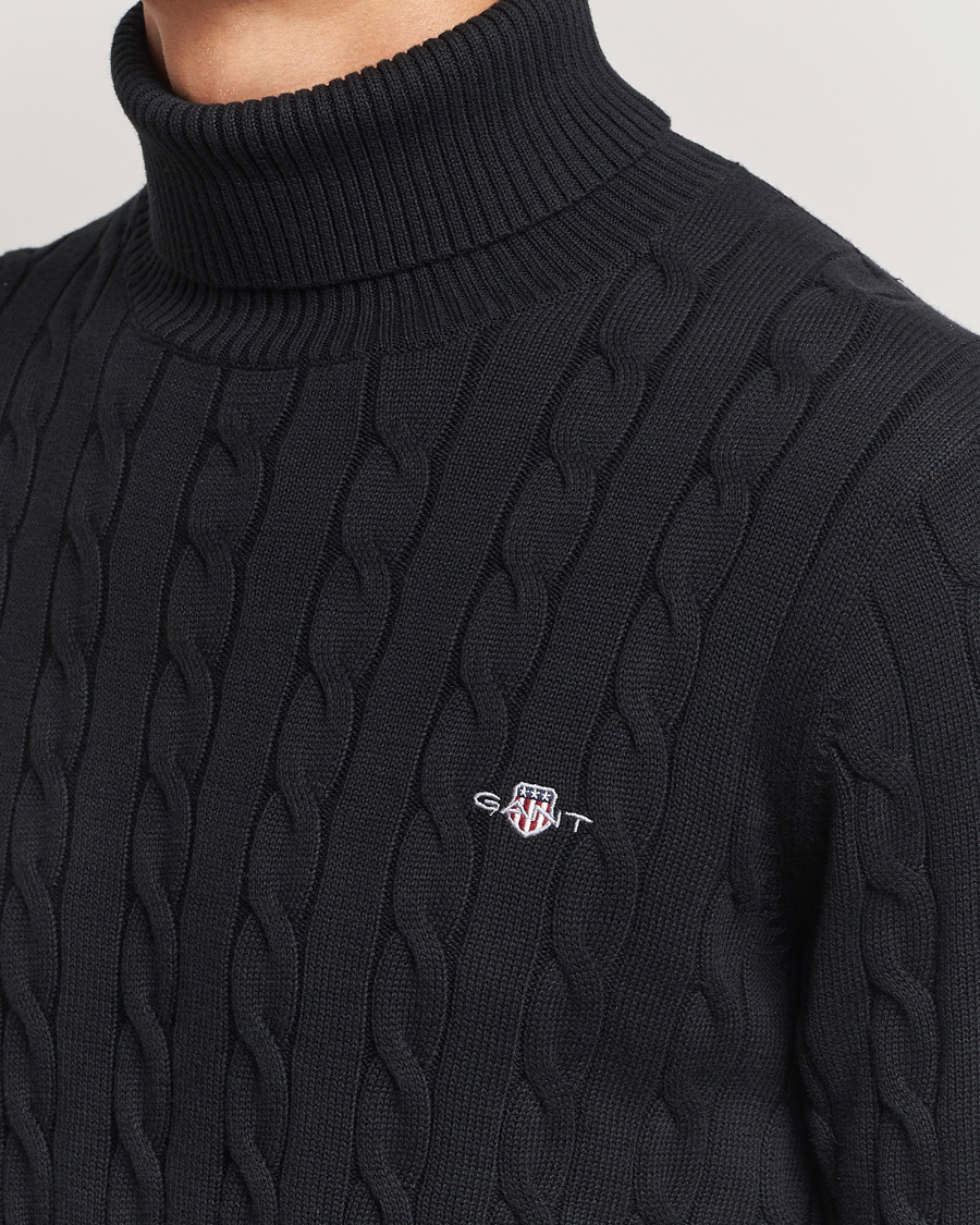 Uomini | Maglieria | GANT | Cotton Cable Turtle Neck Black