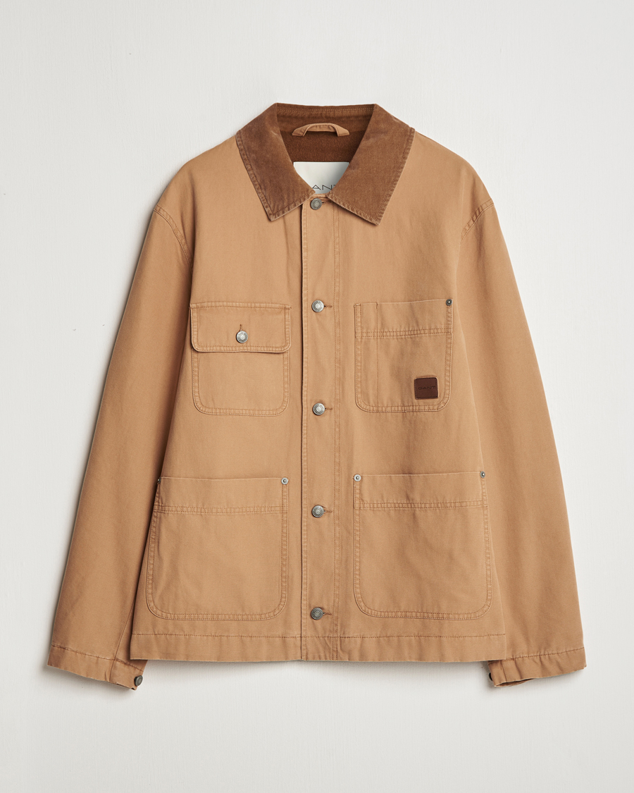 Uomini | Giacche | Gant | Cotton Work Jacket Roasted Walnut